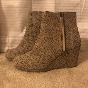 TOMS Leopard High Ankle Wedges